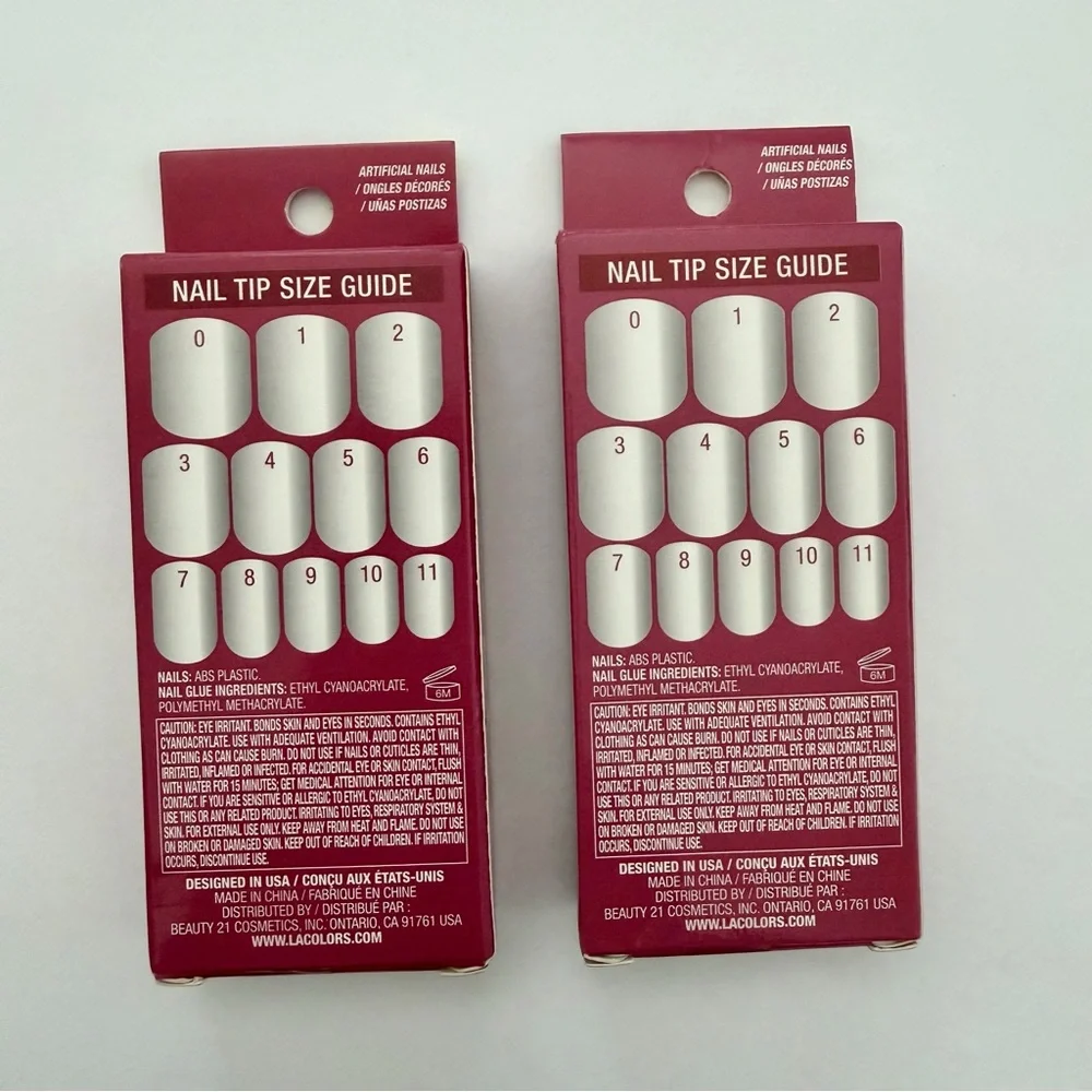 L.A. Colors Gel Press On Artificial Nail Kit - 2 PACK BUNDLE Set